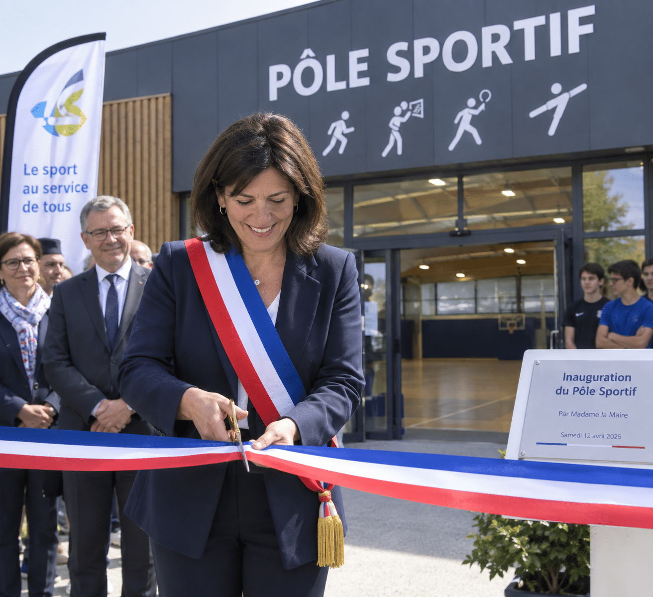 Illustration de l’inauguration d’un pôle sportif par une maire