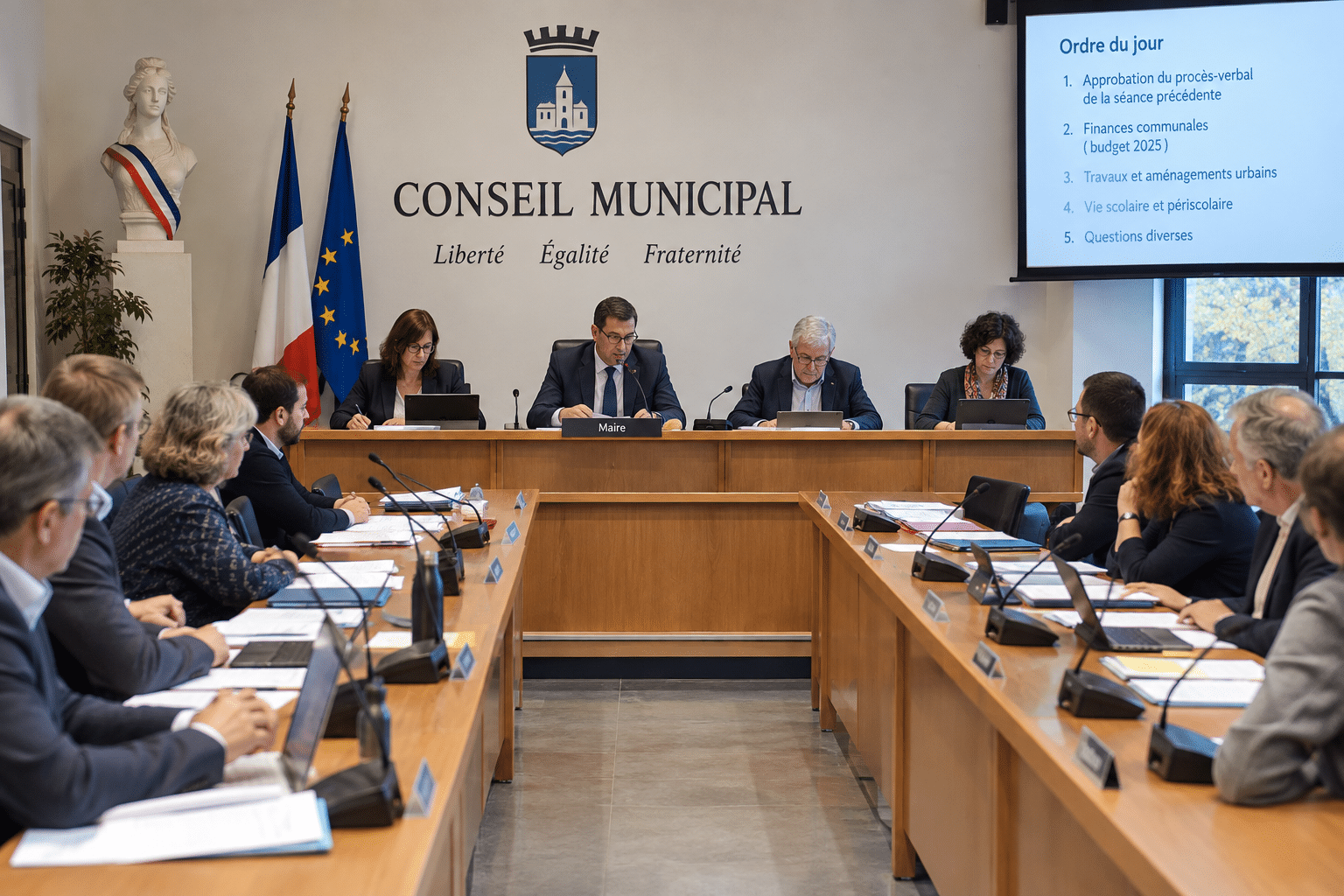 Réunion du conseil municipal autour des projets et des finances de la commune